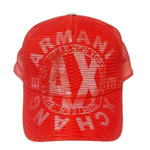 Armani Exchange Red Mesh Adjustable Trucker Hat One Size